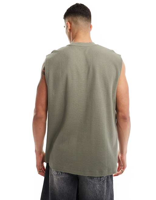 ASOS DESIGN Oversized Vest With Front Pocket In Khaki