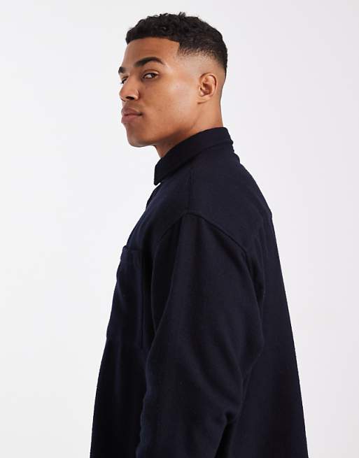 ASOS DESIGN Oversized Vintage Look Flannel Shirt In Navy