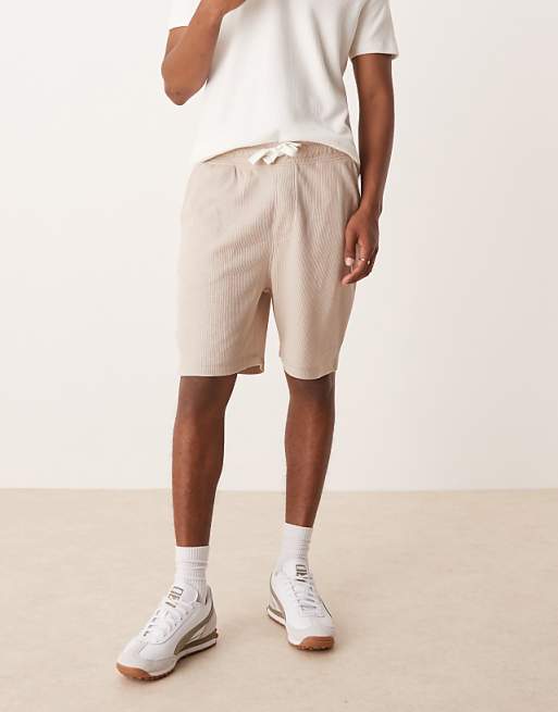 ASOS DESIGN Oversized Waffle Textured Short In Beige