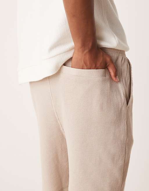 ASOS DESIGN Oversized Waffle Textured Short In Beige