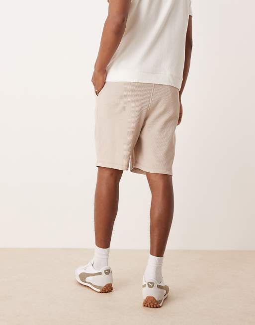 ASOS DESIGN Oversized Waffle Textured Short In Beige