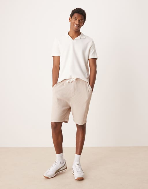 ASOS DESIGN oversized waffle textured short in beige