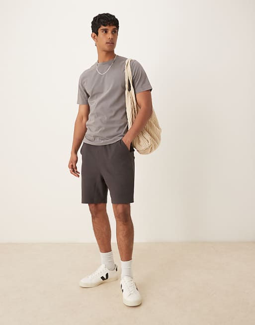 ASOS DESIGN oversized waffle textured short in black