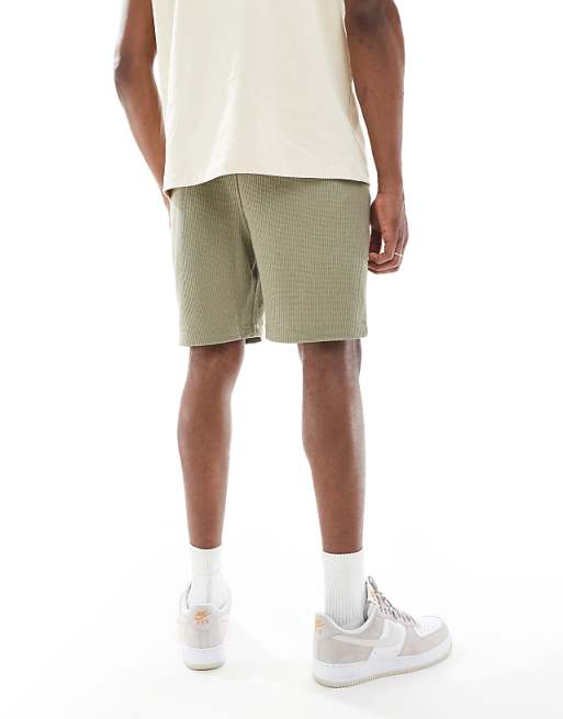 ASOS DESIGN Oversized Waffle Textured Short In Brown