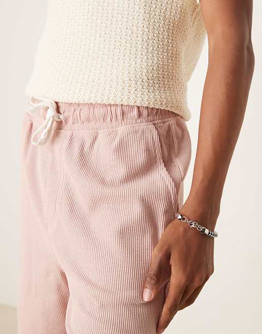 ASOS DESIGN Oversized Waffle Textured Short In Pink