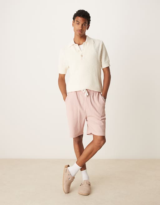 ASOS DESIGN oversized waffle textured short in pink