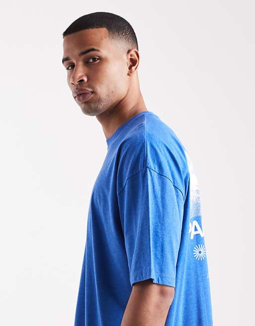 ASOS DESIGN Oversized Washed T-shirt With Scenic Graphic In Blue