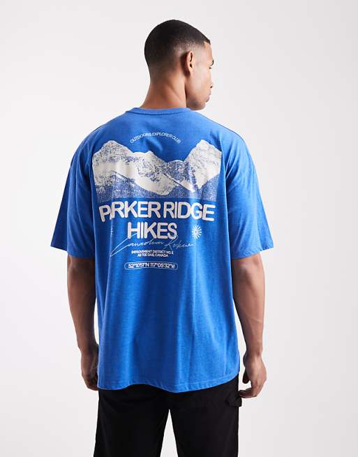 ASOS DESIGN oversized washed t-shirt with scenic graphic in blue