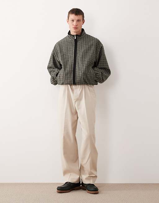 ASOS DESIGN Oversized Wool Look Track Jacket In Green Check