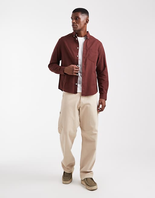 ASOS DESIGN Oxford Regular Shirt In Burgundy