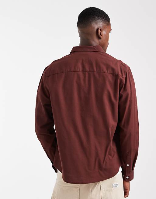 ASOS DESIGN Oxford Regular Shirt In Burgundy