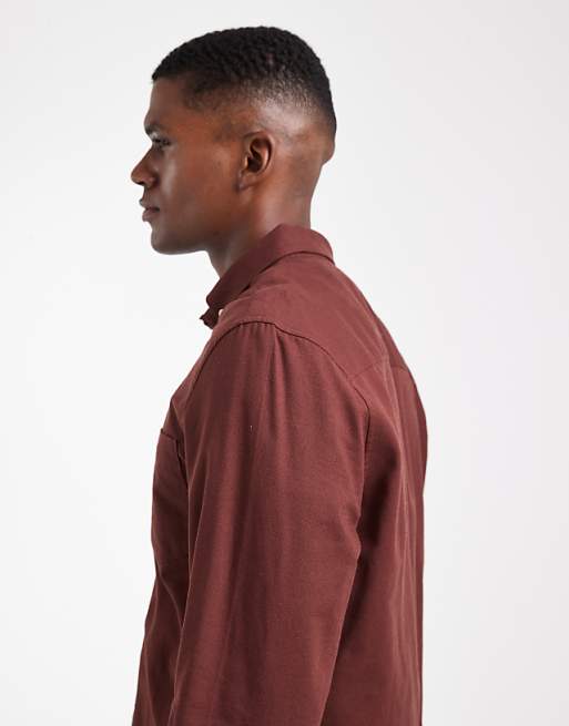 ASOS DESIGN Oxford Regular Shirt In Burgundy