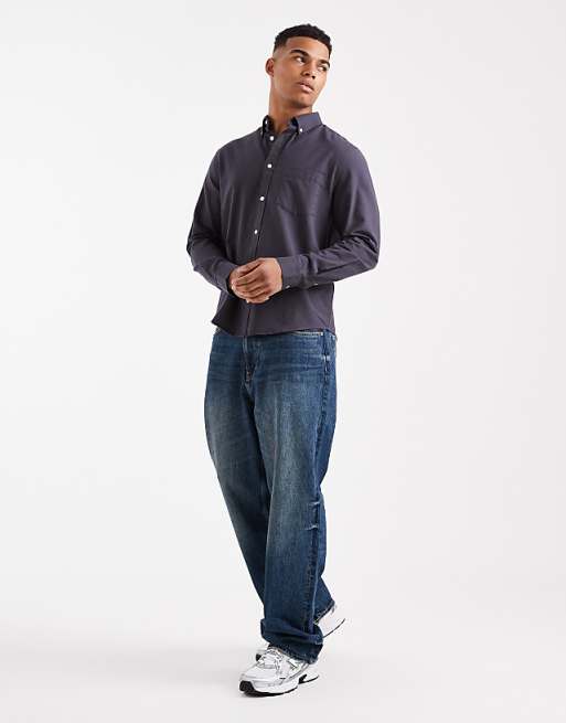 ASOS DESIGN Oxford Regular Shirt In Grey
