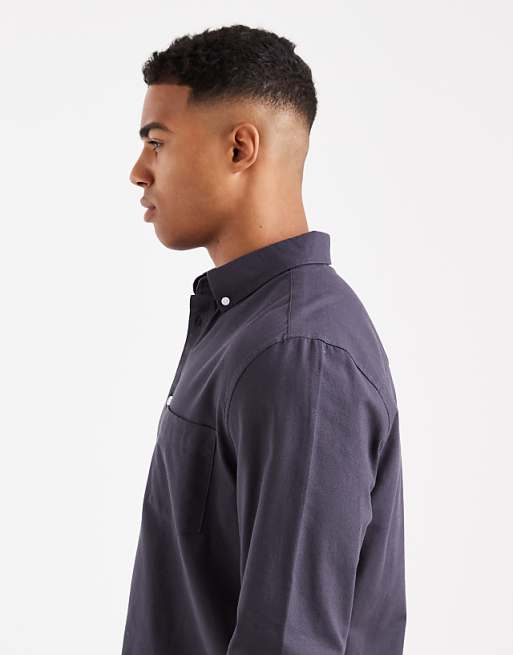 ASOS DESIGN Oxford Regular Shirt In Grey