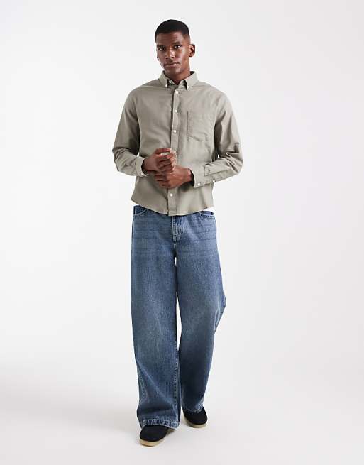 ASOS DESIGN Oxford Regular Shirt In Khaki