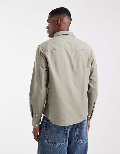 ASOS DESIGN Oxford Regular Shirt In Khaki