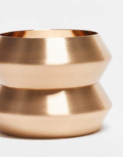 ASOS DESIGN Pack Of 2 Bangles With Brushed Detail In Gold Tone