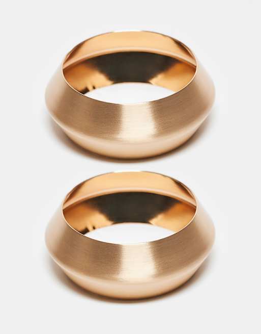 ASOS DESIGN pack of 2 bangles with brushed detail in gold tone