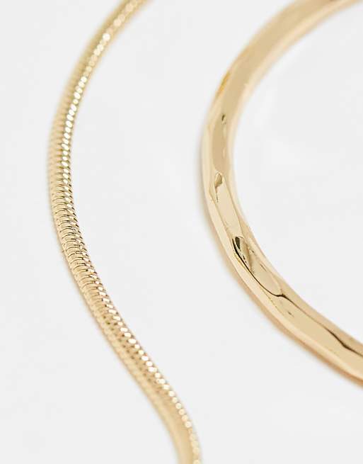 ASOS DESIGN Pack Of 2 Bracelets With Simple Toggle Detail In Gold Tone