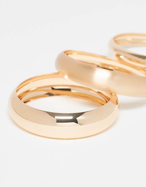 ASOS DESIGN Pack Of 3 Bangles In Gold Tone