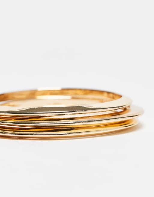 ASOS DESIGN Pack Of 3 Bangles With Clean Detail In Gold Tone