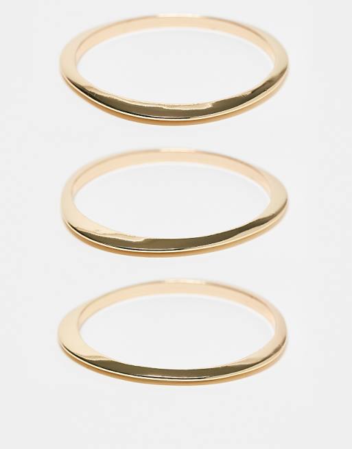 ASOS DESIGN pack of 3 bangles with clean detail in gold tone