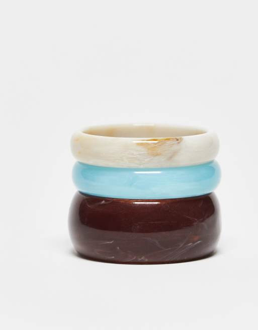 ASOS DESIGN Pack Of 3 Resin Bangles In Mixed Colours