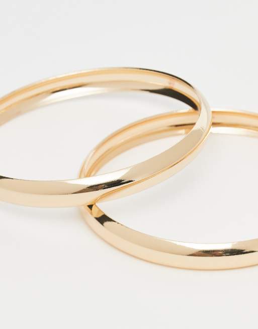 ASOS DESIGN Pack Of 4 Bangles In Brown Ombre Resin And Gold Tone