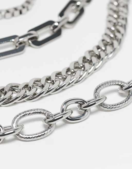 ASOS DESIGN Pack Of 5 Mixed Fine Chain Bracelets In Silver Tone