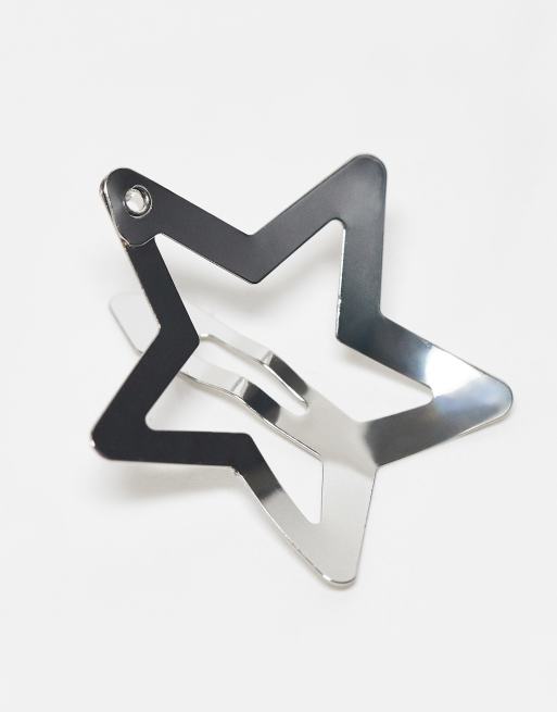 ASOS DESIGN Pack Of 6 Hair Clips With Star Detail In Silver Tone