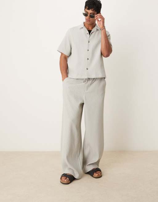 ASOS DESIGN Plisse Co-ord In Grey