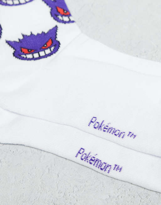 ASOS DESIGN Pokémon 2 Pack Socks With Gengar Graphic In White