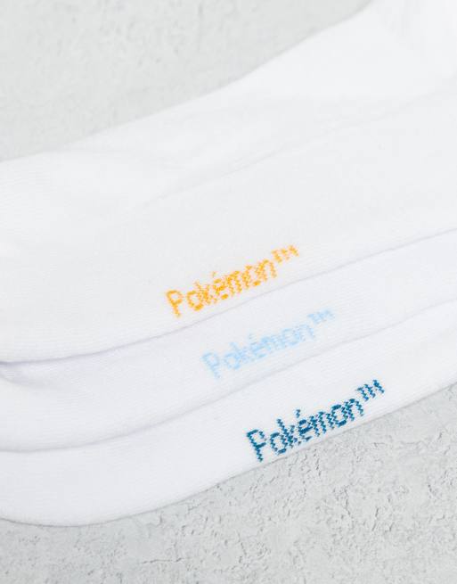 ASOS DESIGN Pokémon 3 Pack Socks In White