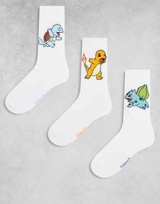 ASOS DESIGN Pokémon 3 pack socks in white