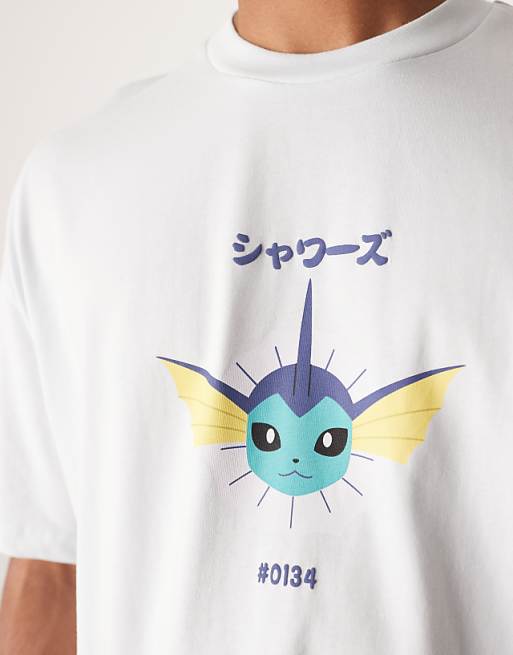 ASOS DESIGN Pokemon Unisex Boxy Oversized T-shirt With Vaporeon Print In Blue