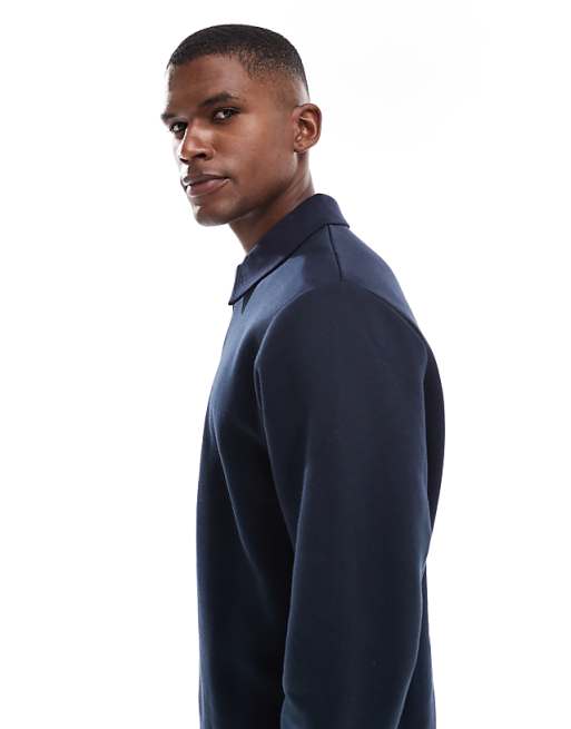 ASOS DESIGN Polo With Rib Collar In Navy