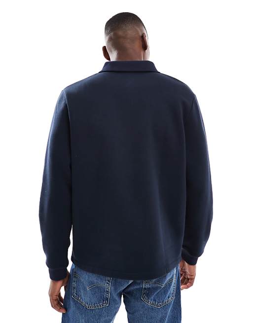 ASOS DESIGN Polo With Rib Collar In Navy