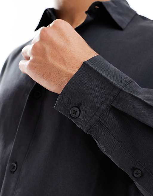 ASOS DESIGN Premium Boxy Oversized Shirt In Black
