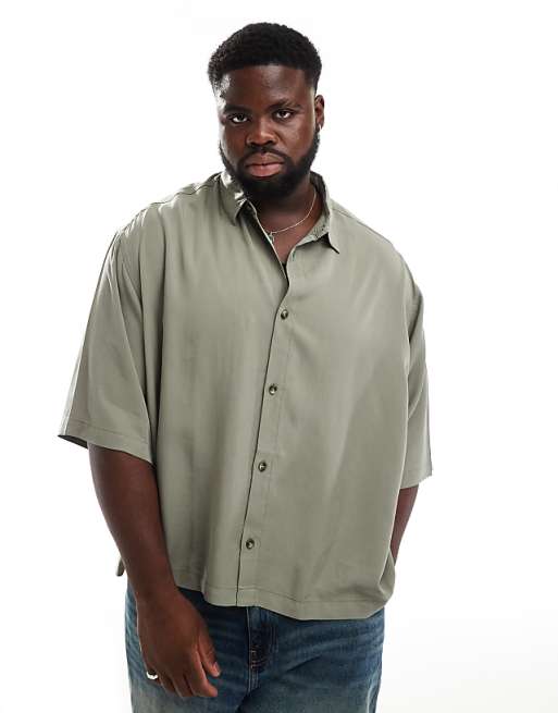 ASOS DESIGN Premium Boxy Oversized Shirt In Khaki