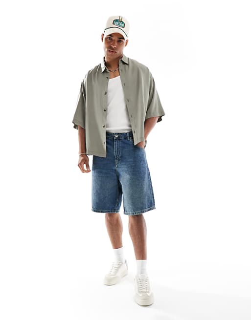 ASOS DESIGN Premium Boxy Oversized Shirt In Khaki