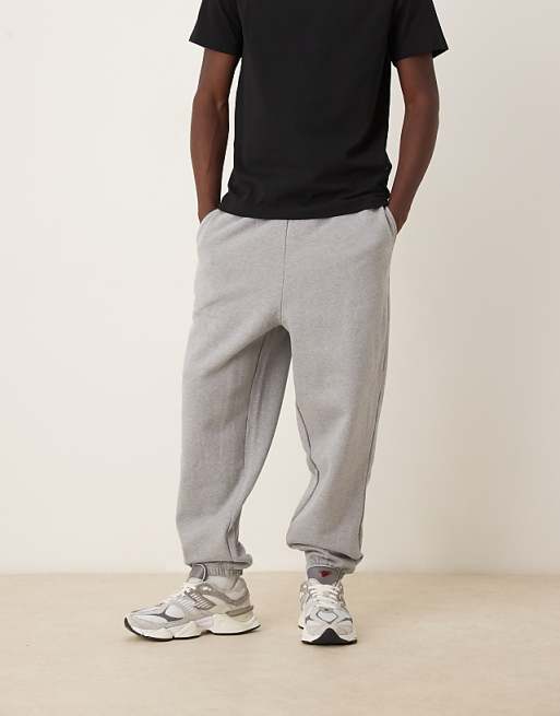 ASOS DESIGN Premium Heavy Weight Joggers 400gsms In Grey Marl