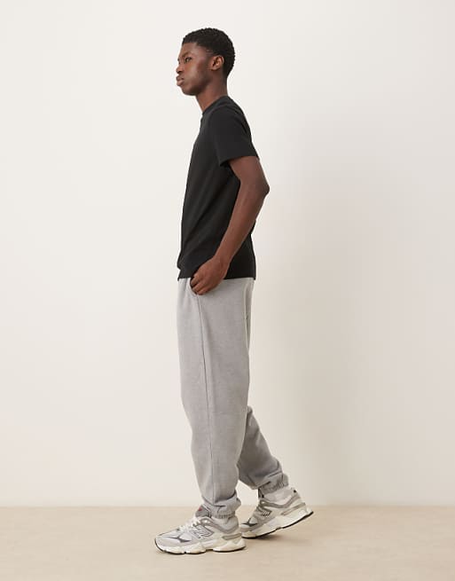 ASOS DESIGN Premium Heavy Weight Joggers 400gsms In Grey Marl