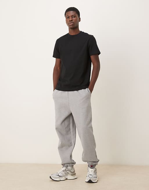 ASOS DESIGN premium heavy weight joggers 400gsms in grey marl