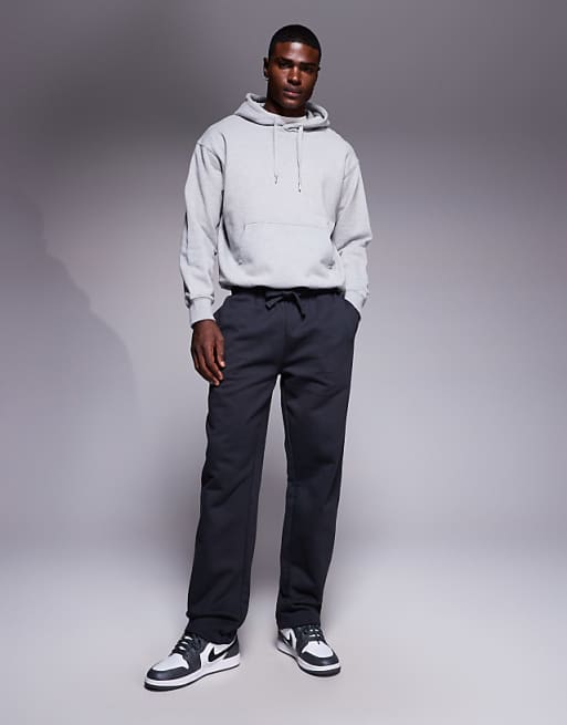 ASOS DESIGN Premium Heavy Weight Straight Leg Joggers In 400gsm In Charcoal