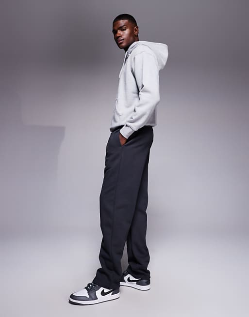 ASOS DESIGN Premium Heavy Weight Straight Leg Joggers In 400gsm In Charcoal