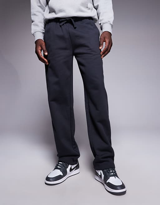 ASOS DESIGN premium heavy weight straight leg joggers in 400gsm in charcoal