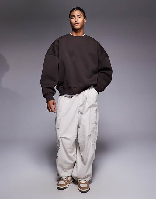 ASOS DESIGN Premium Heavyweight Extreme Oversized Sweatshirt In Scuba-style Fabric In Brown