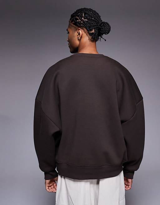 ASOS DESIGN Premium Heavyweight Extreme Oversized Sweatshirt In Scuba-style Fabric In Brown