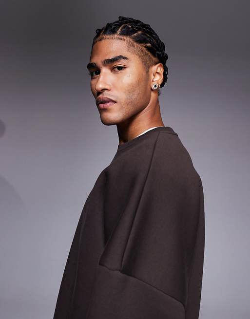 ASOS DESIGN Premium Heavyweight Extreme Oversized Sweatshirt In Scuba-style Fabric In Brown