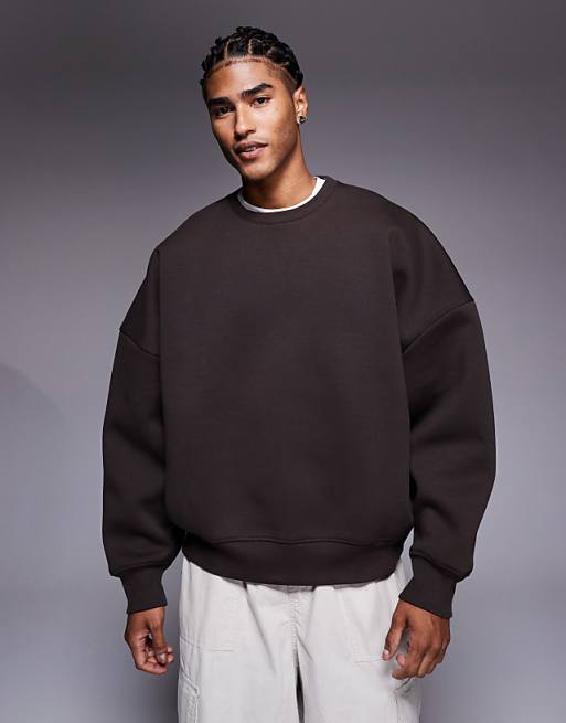ASOS DESIGN premium heavyweight extreme oversized sweatshirt in scuba-style fabric in brown